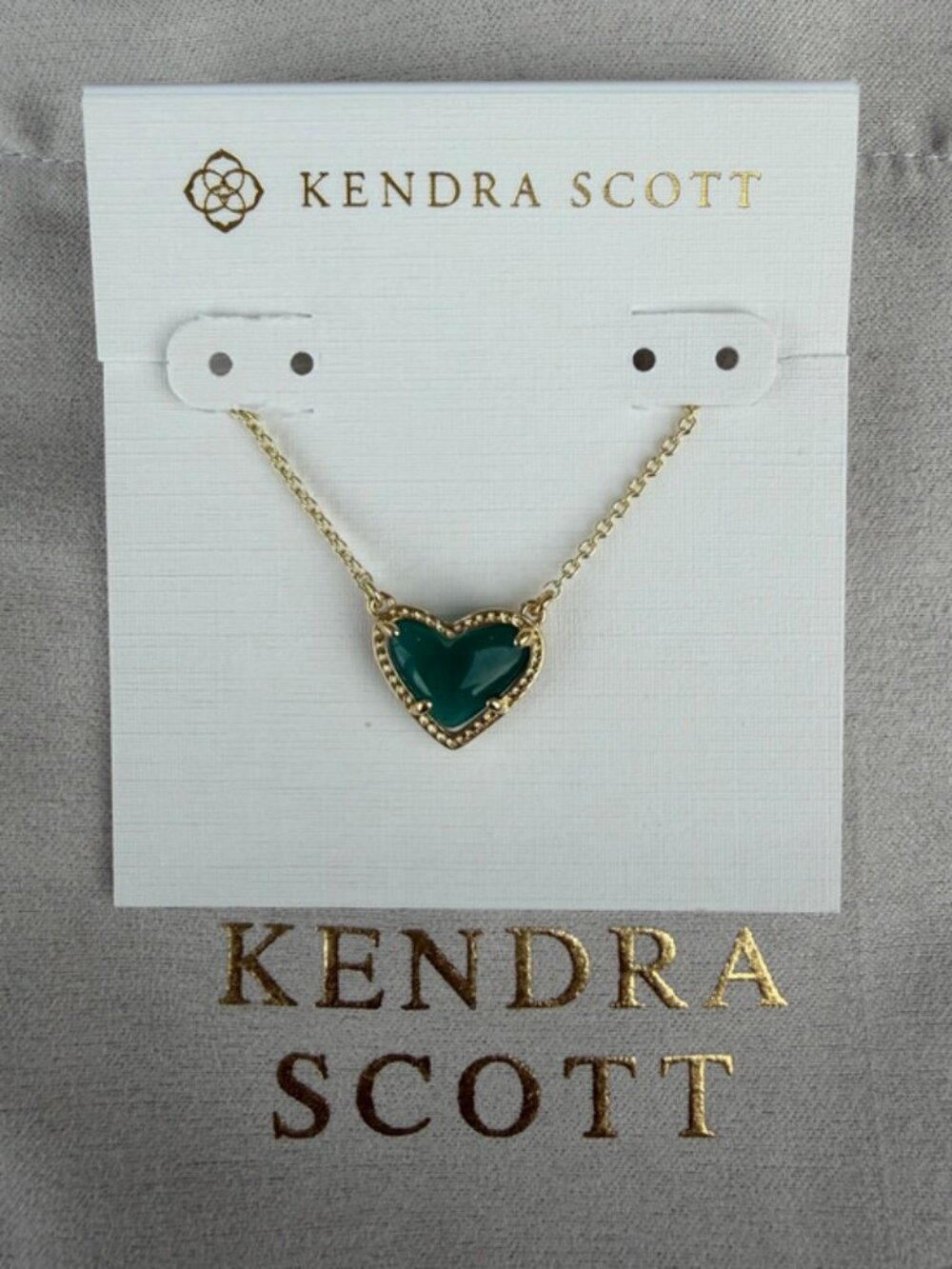Kendra Scott Green Heart Necklace